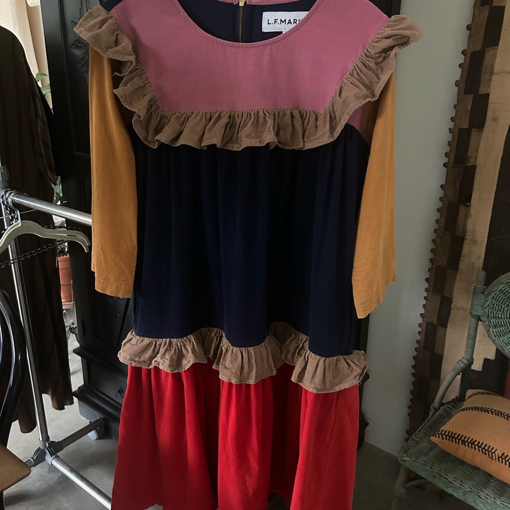 LF Markey Colorblock Corduroy Midi Dress Size 4